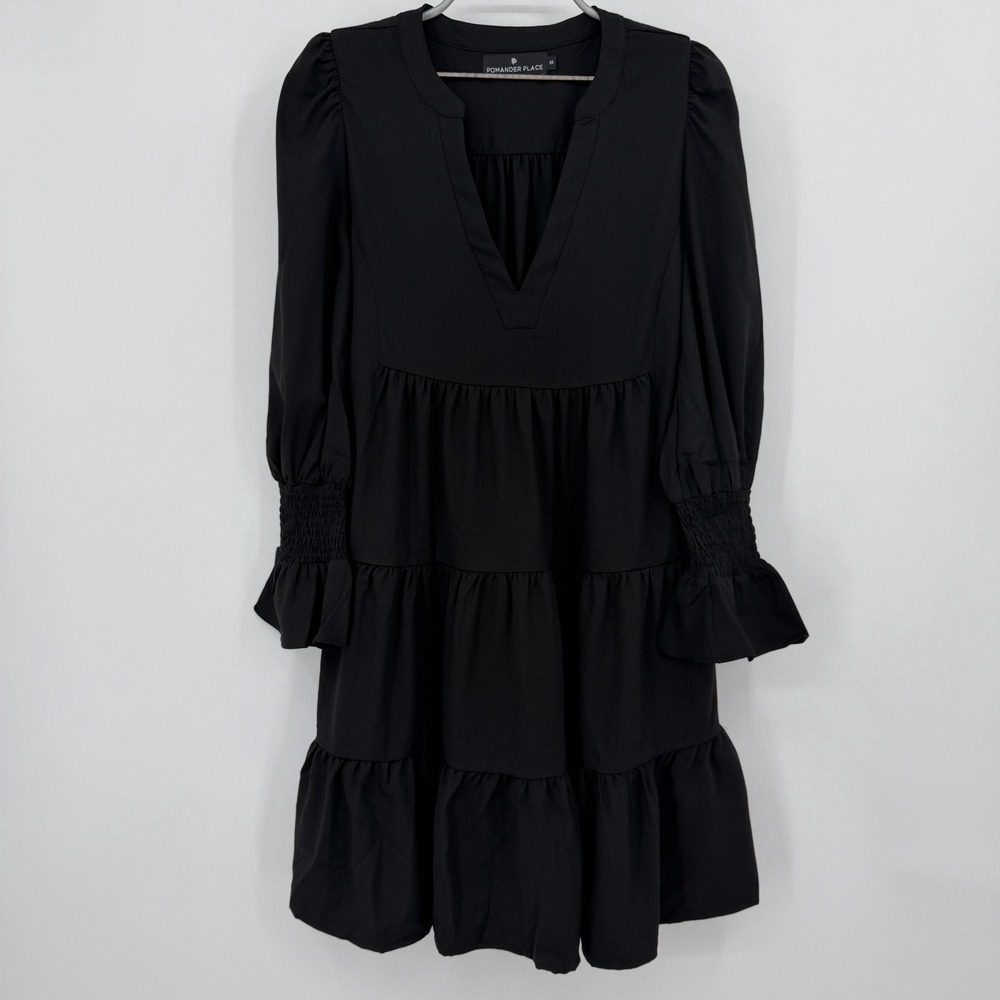 Pomander Place by Tuckernuck Women's Black Crepe Kenzo Mini Dress Tier size XS